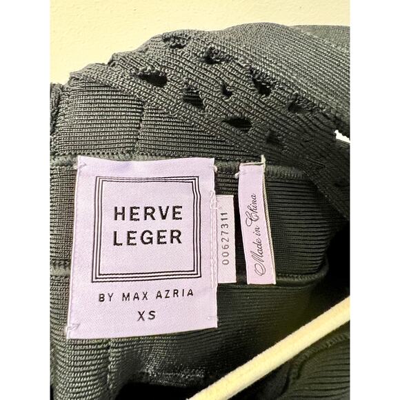 Herve Leger Sleeveless Asymmetric Knee Length Fishtail Dress Black Women's XS - Picture 5 of 6